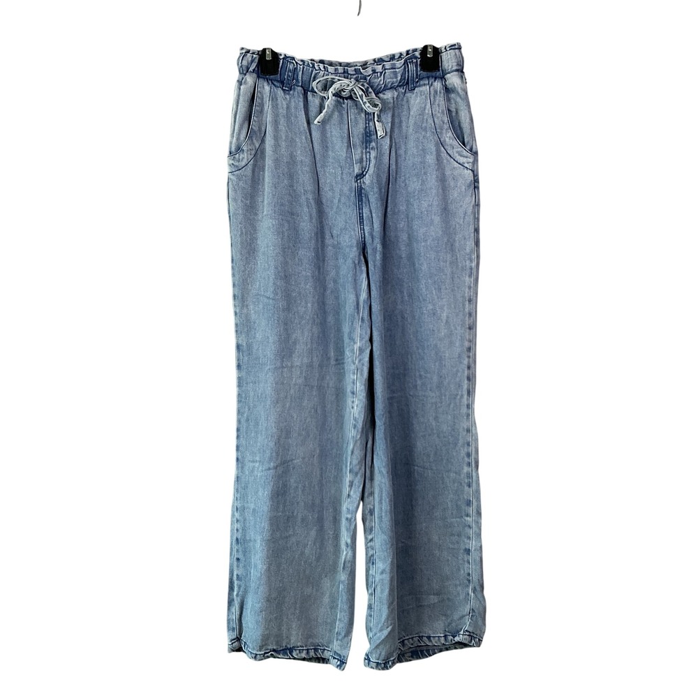 Velvet Heart Los Angeles Light Wash Wide Leg Paperbag Waist Chambray Pants M